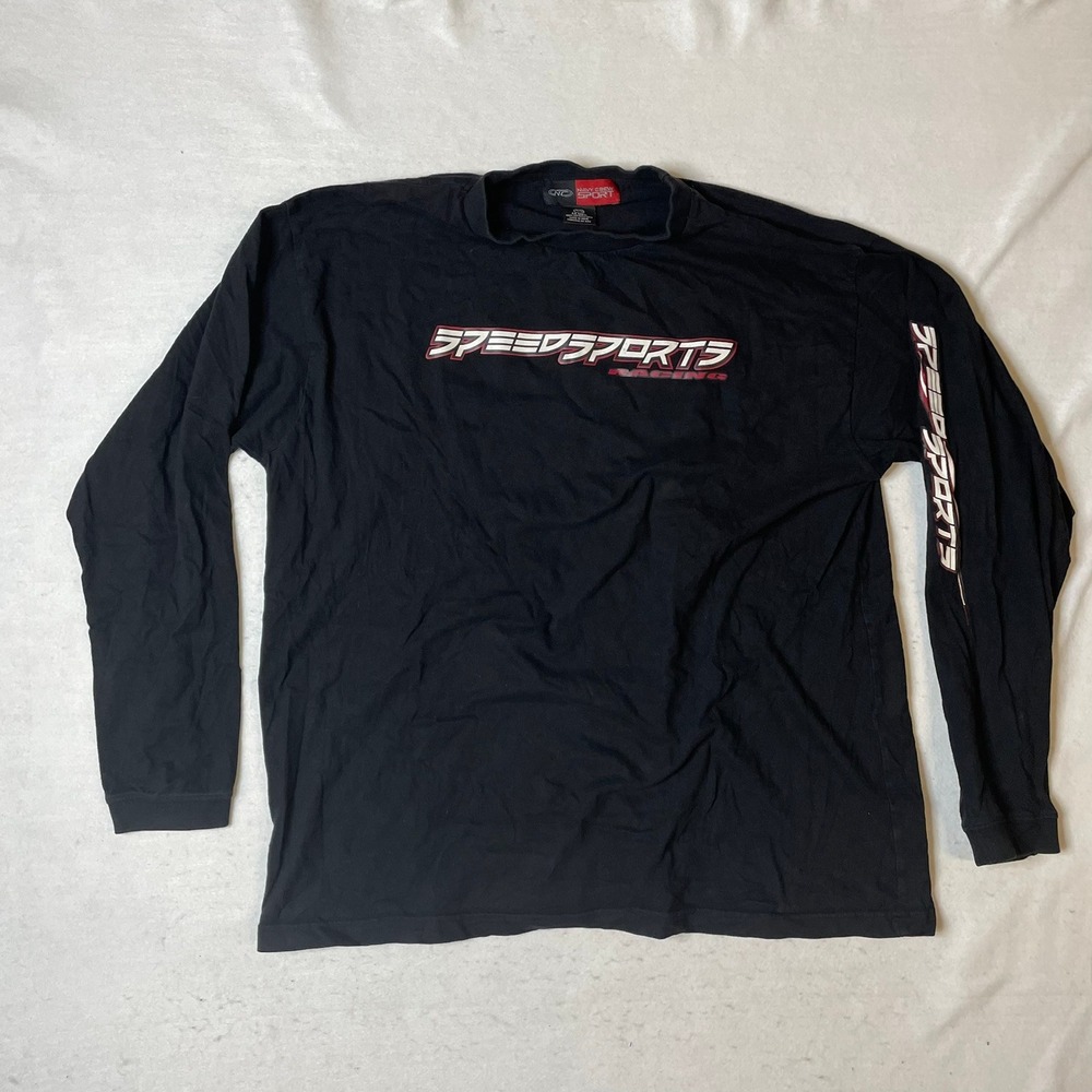 Navy Crew Sport Black Long Sleeve‎ T-Shirt Racing Car Graphic Mens XL